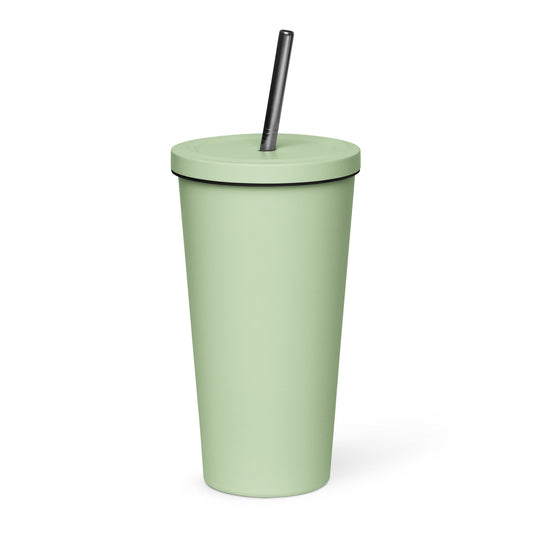 Insulated tumbler with a straw - Lazy Doggy