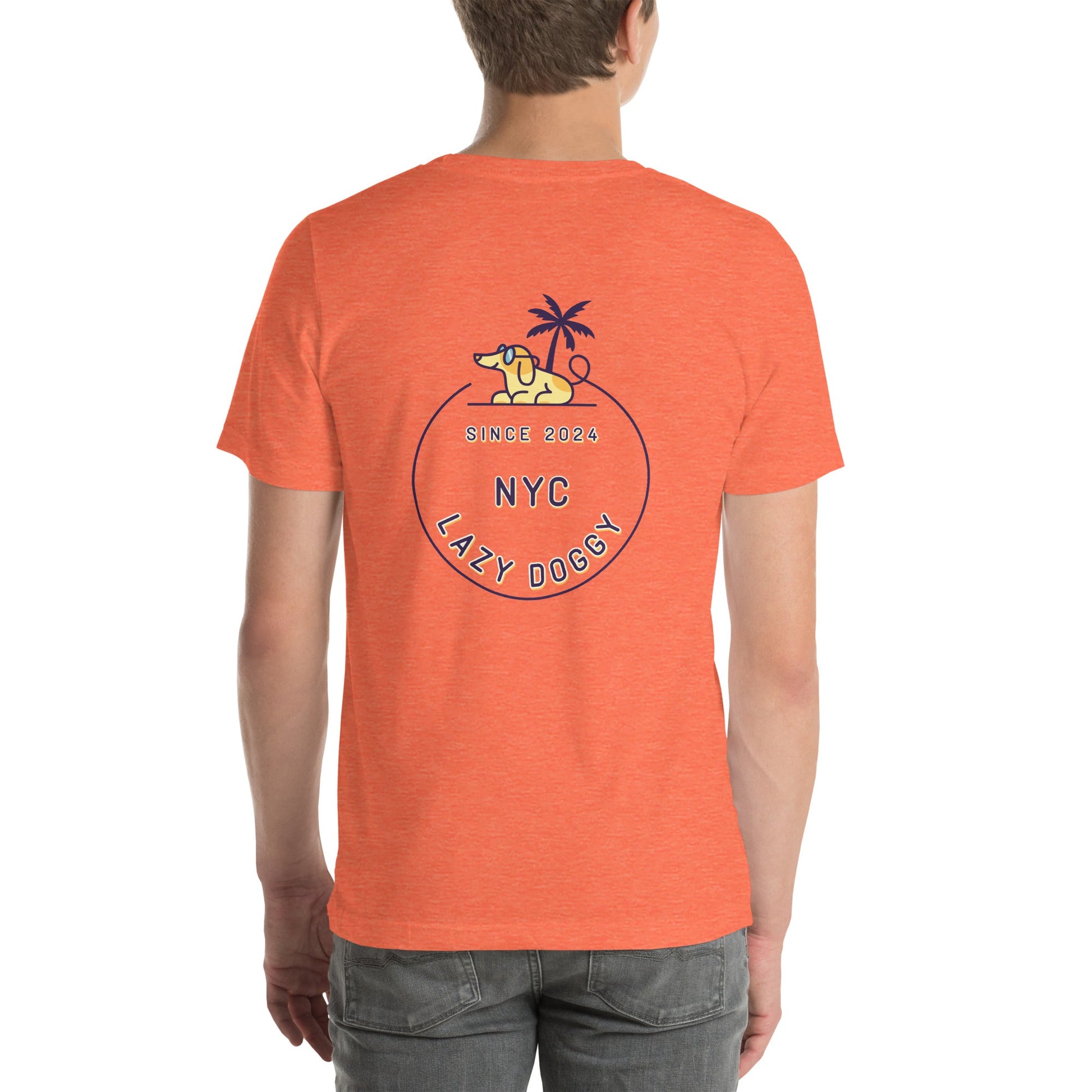 Sunny Lazy Doggy Logo Front & NYC Logo Back Unisex T-Shirt - Lazy Doggy